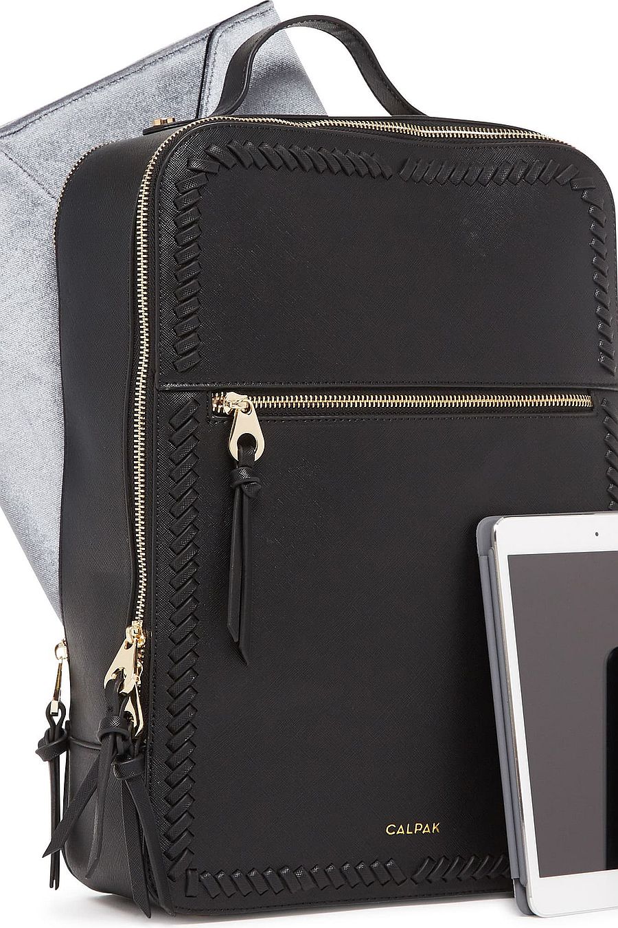 faux leather laptop backpack