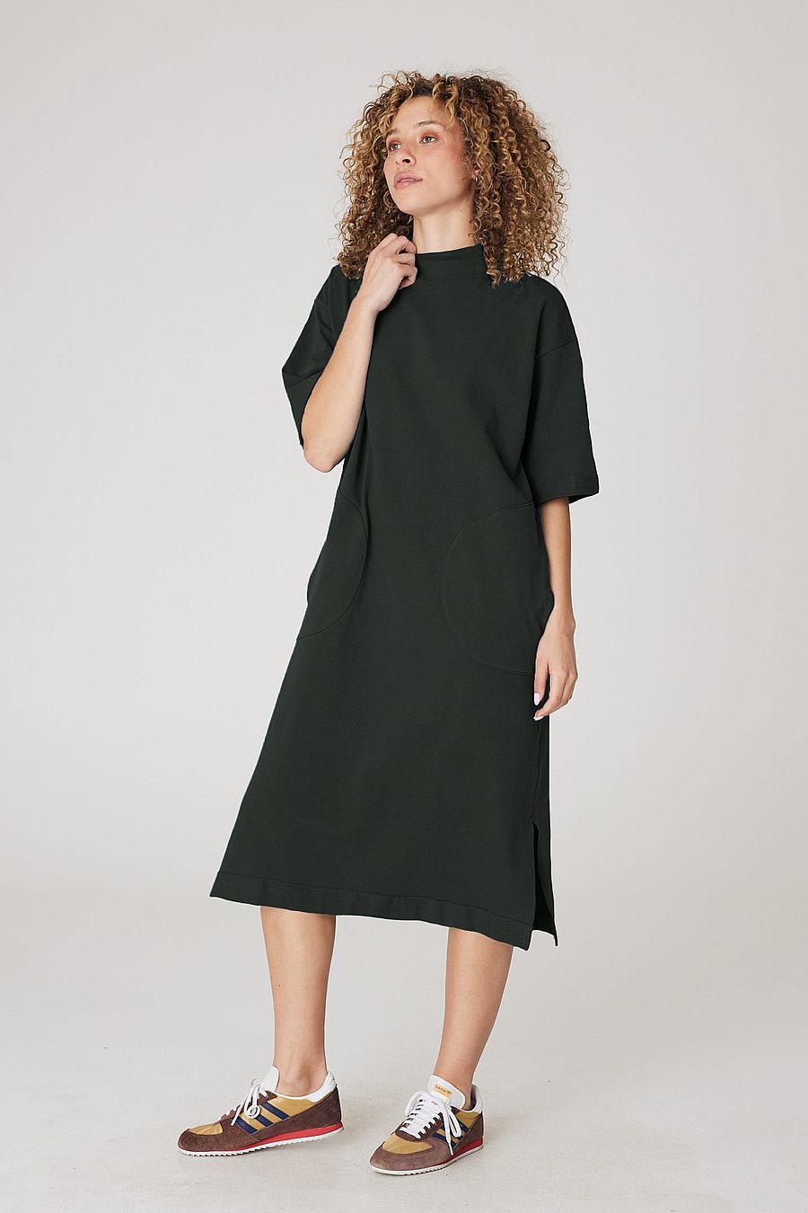Back Beat Co. Organic Cotton Mock Neck Dress - Vintage Black
