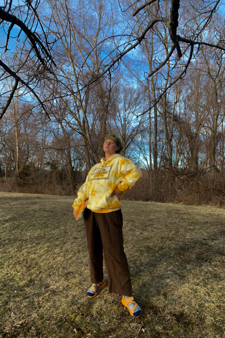 national geographic yellow tie dye hoodie