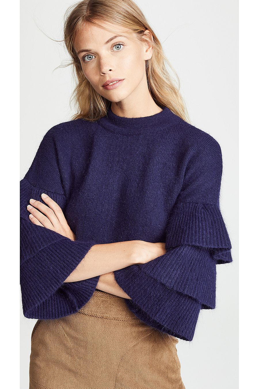 ENDLESS ROSE Ruffle Sleeve Sweater 