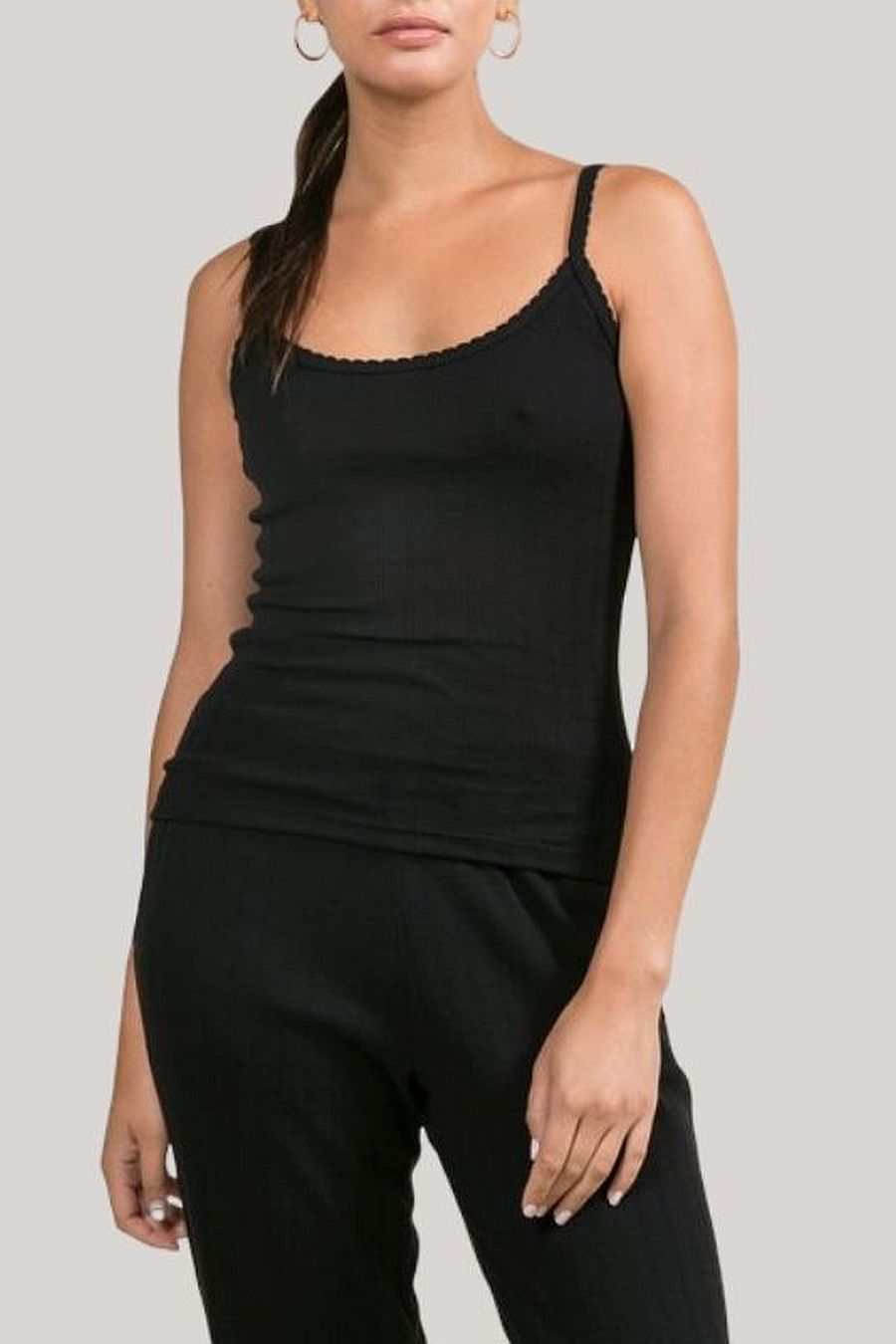 LESET Pointelle Tank Top - Black | The 