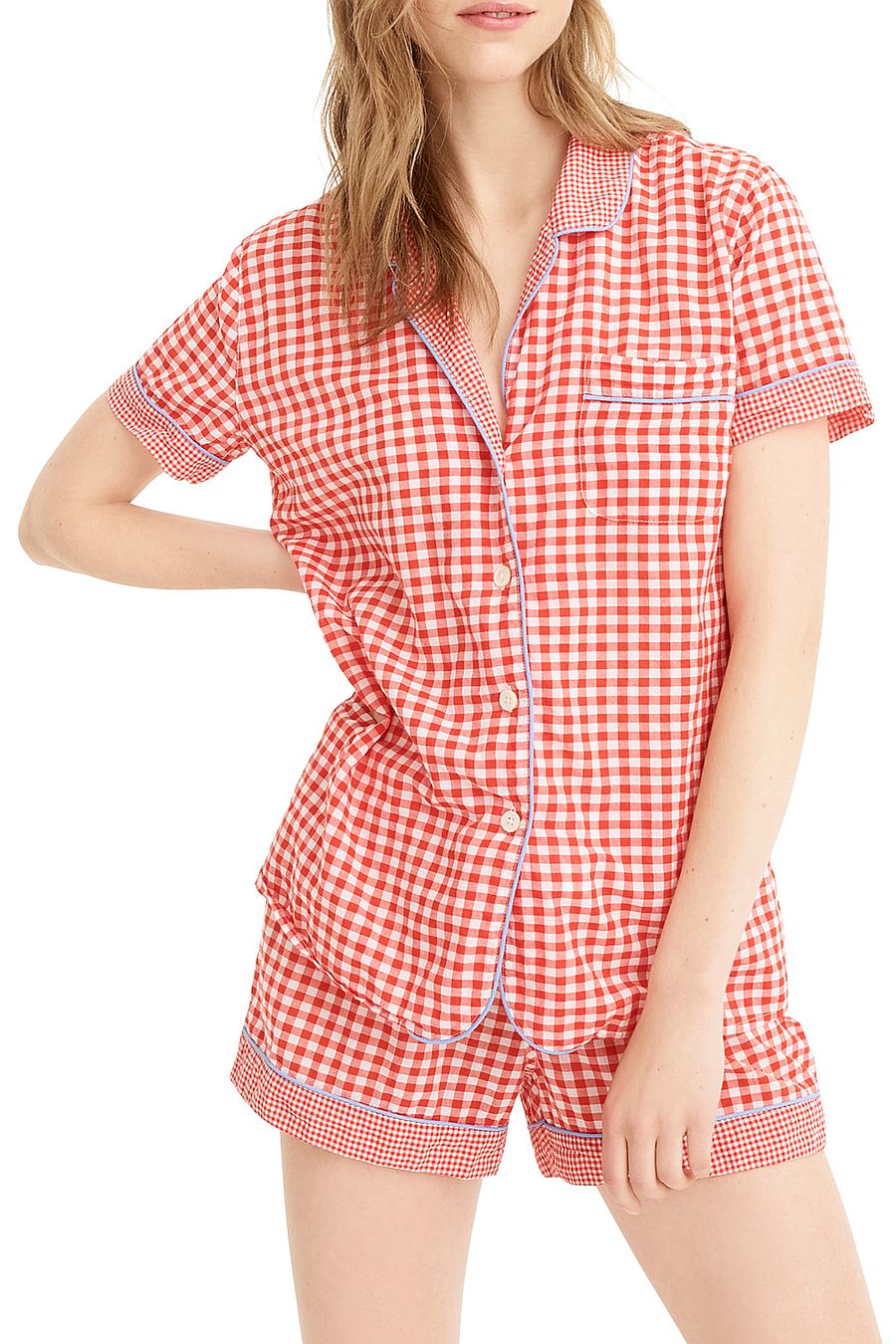 J Crew Mixed Gingham Cotton Pajama Top The Lobby