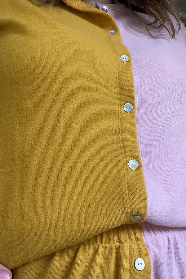 DONNI. Duo Sweater Cardi - Mustard/Rose 